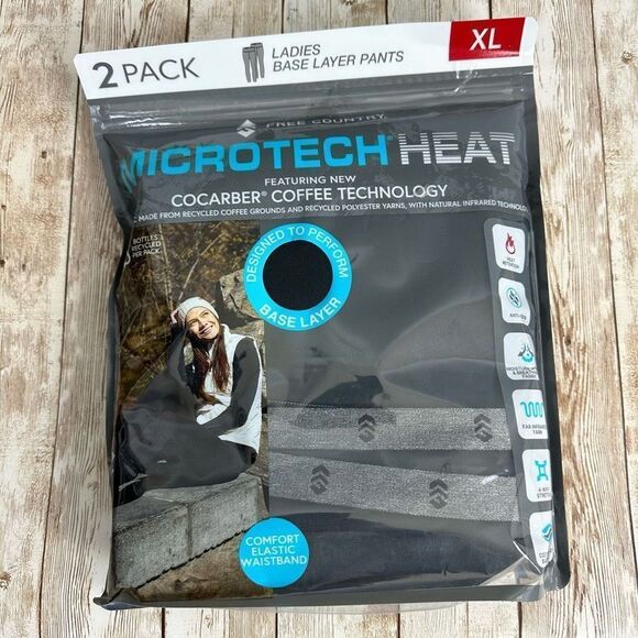 Free Country Women’s Baselayer Bottom Black XL 2PK - Picture 1 of 6